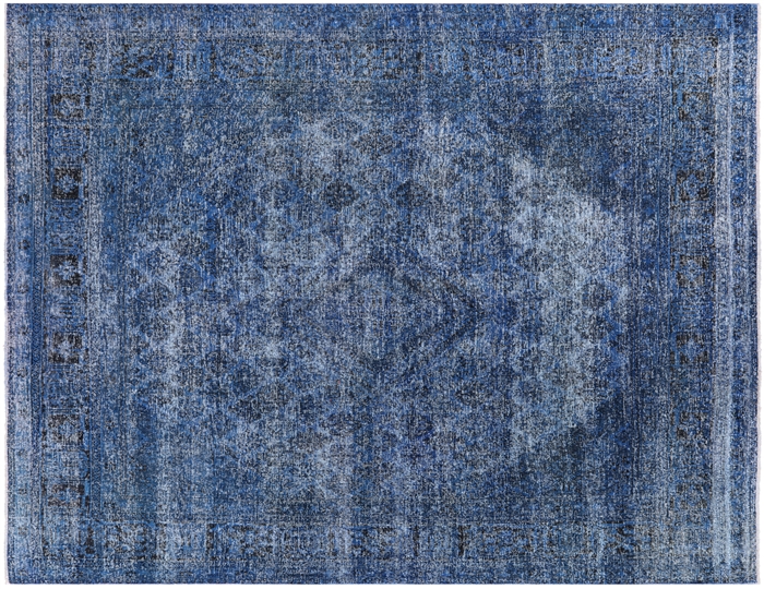 Tabriz Collection Jean Blue Overdyed 10'x13' Hand Knotted Wool Area Rug ...